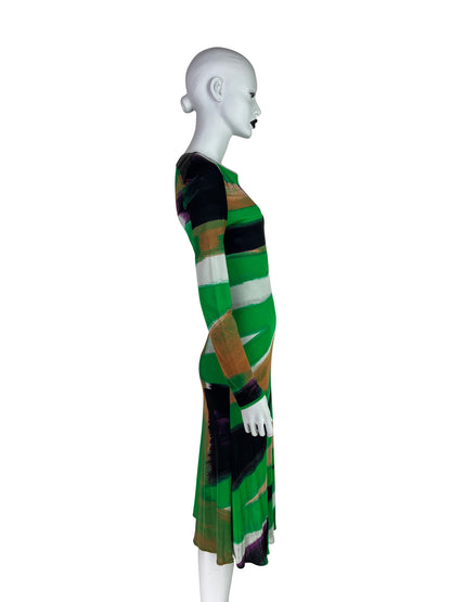 Versace Fall 2001 Jersey Brush Stroke Printed Dress