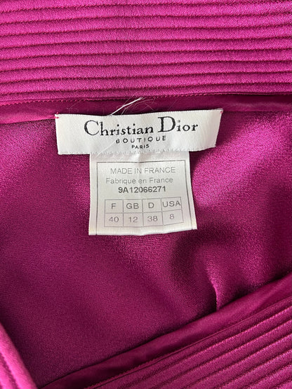 Dior by John Galliano Fall 1999 Bias-Cut Crepe Fuchsia Dress with a Bow Collar