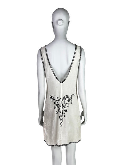 Prada Fall 1997 Beaded Off-white Velvet Dress