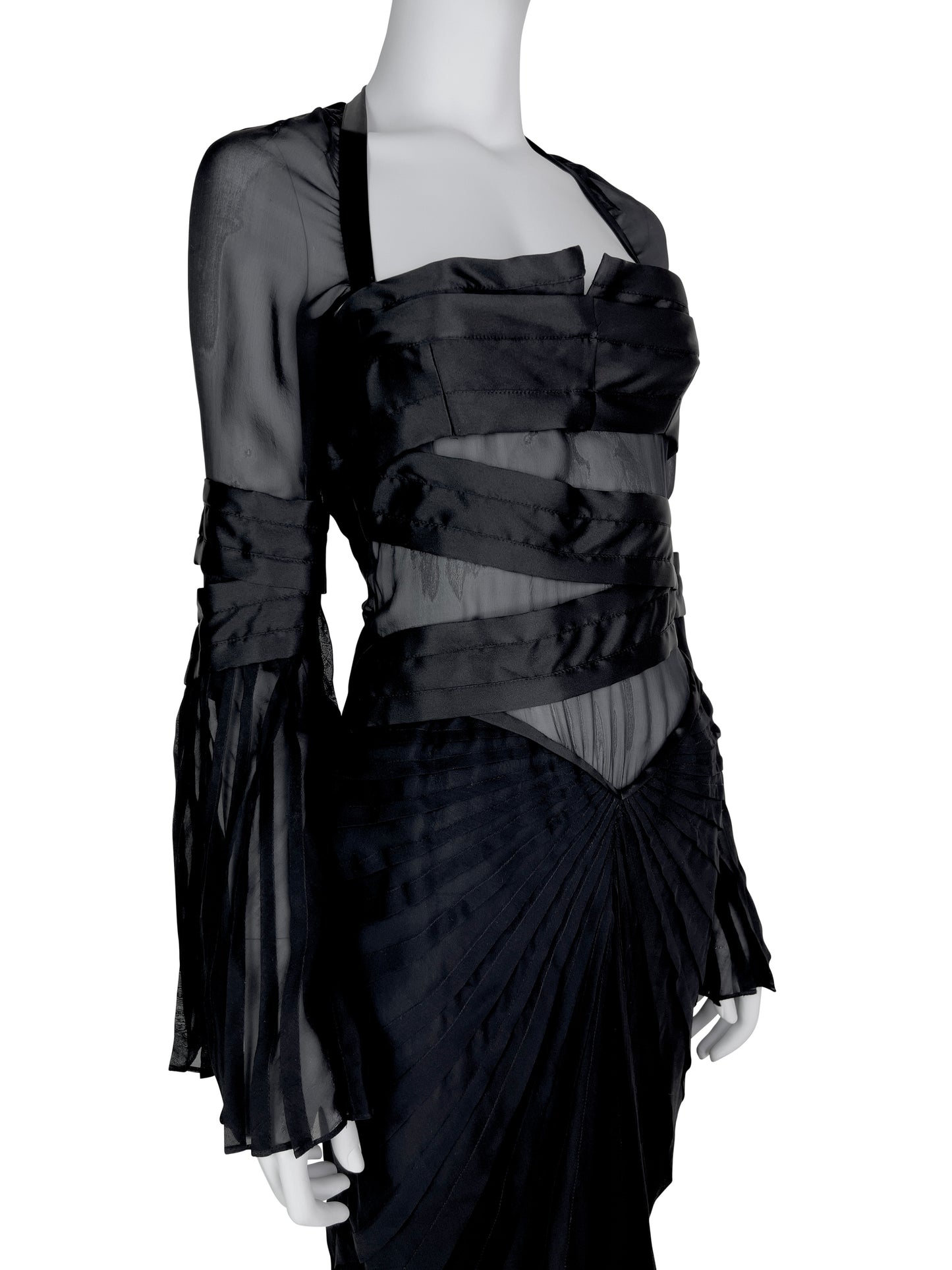 Gucci Fall 2004 Pleated Bondage Silk Dress
