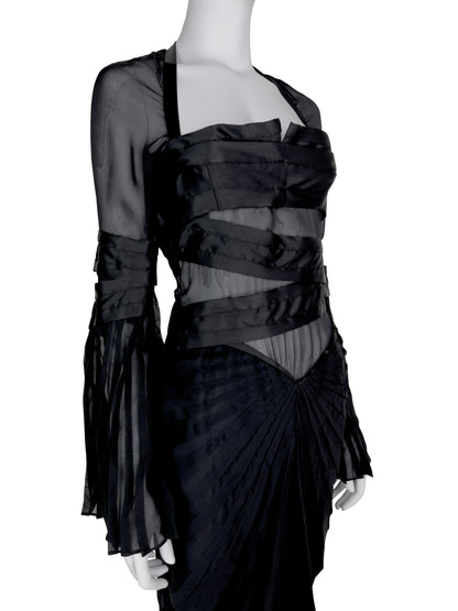 Gucci Fall 2004 Pleated Bondage Silk Dress