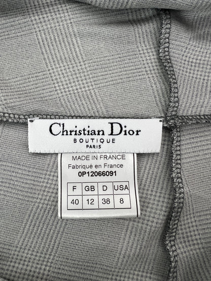 Dior Spring 2000 Plaid Print Silk Draped Jersey Dress