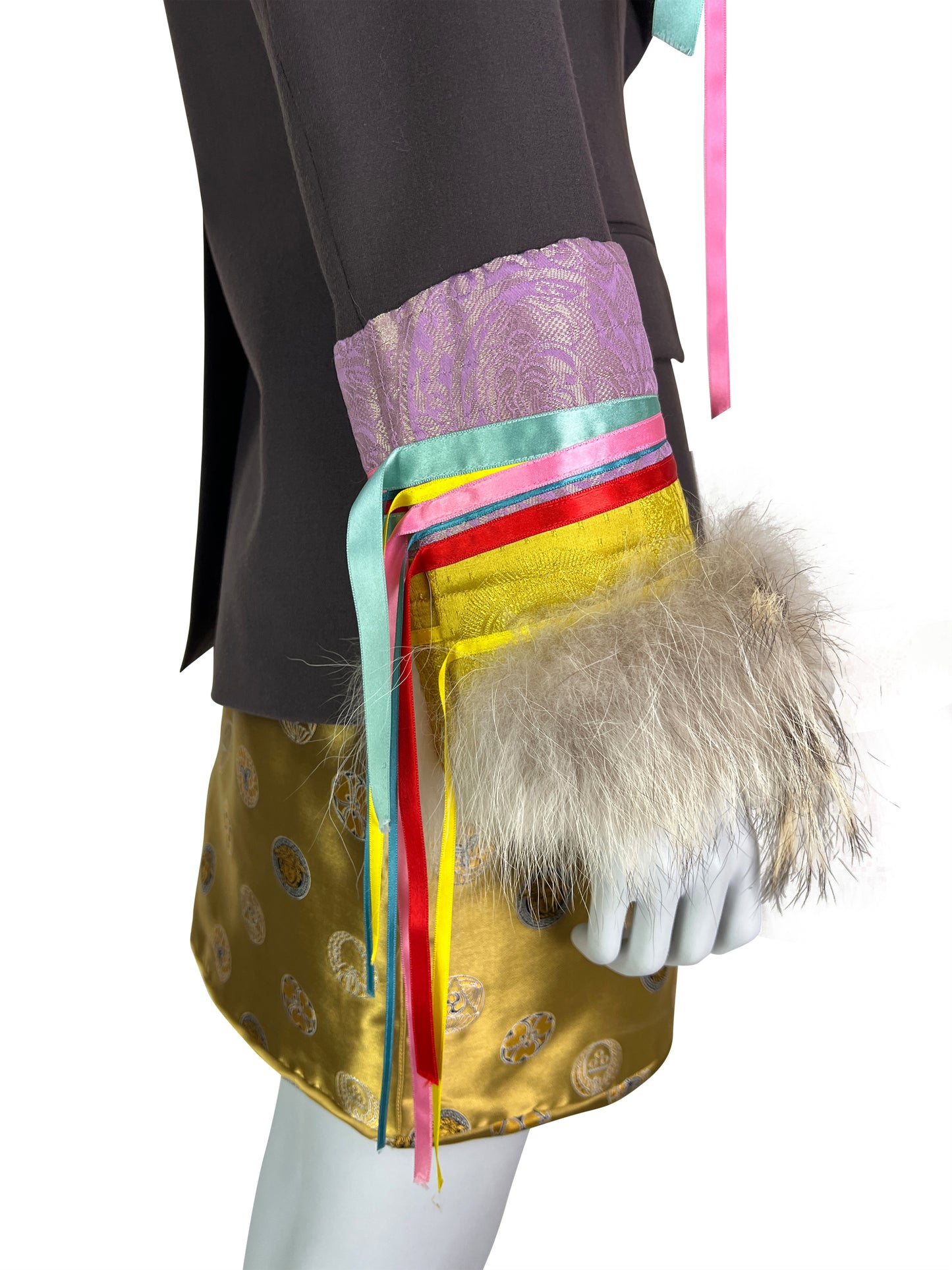 John Galliano Fall 2002 Fur Trim Silk Blazer