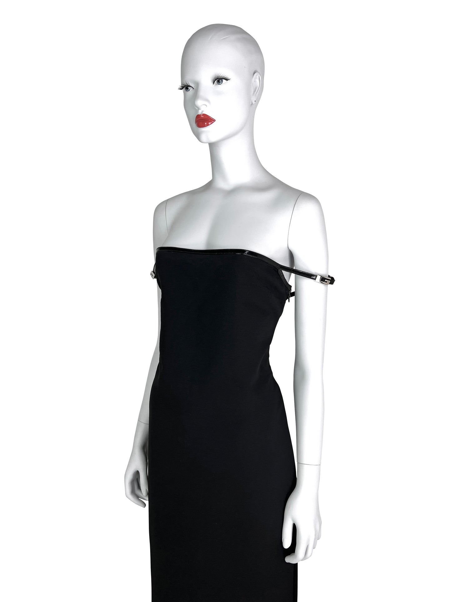Gucci Fall 1997 G-logo Strap Evening Black Dress