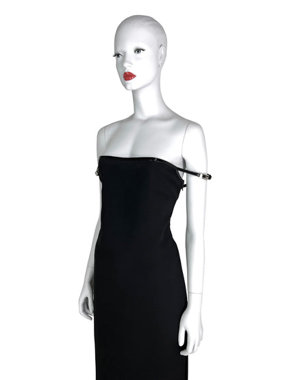Gucci Fall 1997 G-logo Strap Evening Black Dress