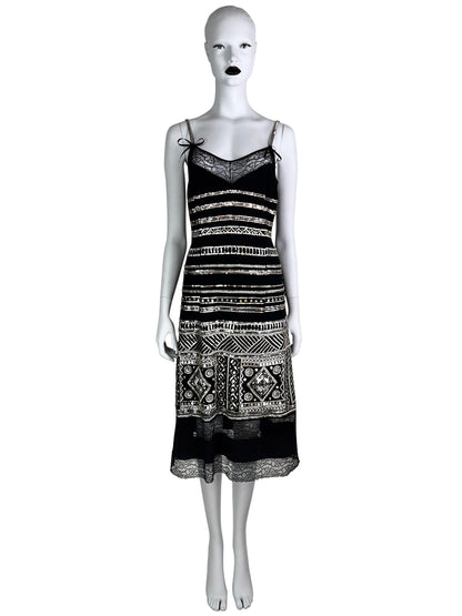 Dior by John Galliano Spring 2006 Embellished and Beaded Silk Cami Dress with Lace trim