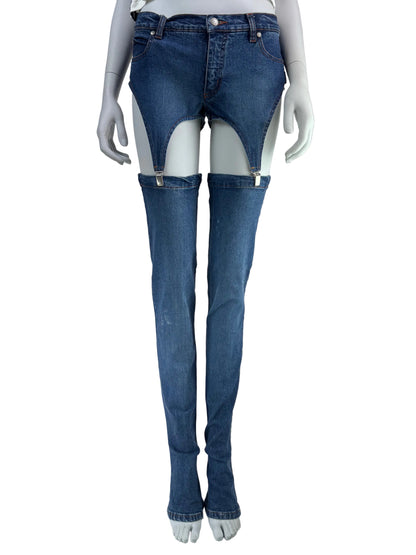 Rare 1990s Jean-Paul Gaultier JPG Jean’s Stockings Shorts-to-Jeans