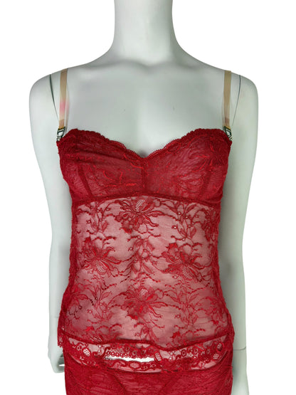Dior by John Galliano 2003 Red Lace Top & Garter Belt