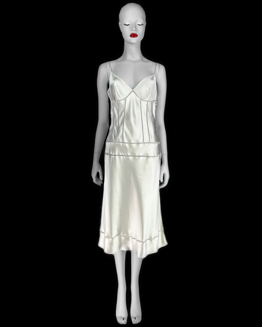 ON HOLD! Dior by John Galliano Spring 2004 Bias-Cut Off-White Silk Satin Dress