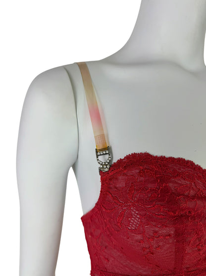 Dior by John Galliano 2003 Red Lace Top & Garter Belt