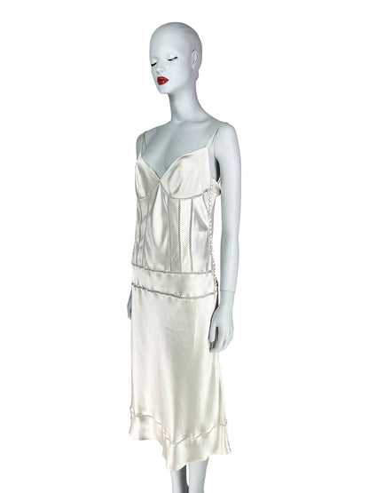 ON HOLD! Dior by John Galliano Spring 2004 Bias-Cut Off-White Silk Satin Dress