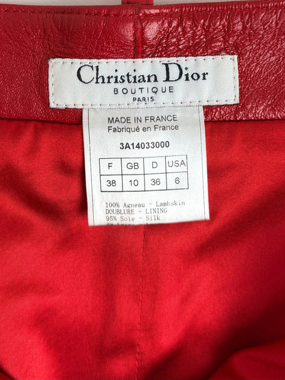 Dior by John Galliano Fall 2003 Red Leather Garter Skirt