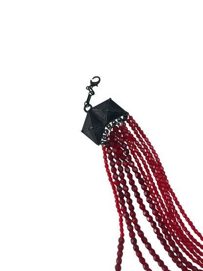 Jean-Paul Gaultier Fall 1998 Red Glass Bead Multi-Strand Choker Necklace with Cross