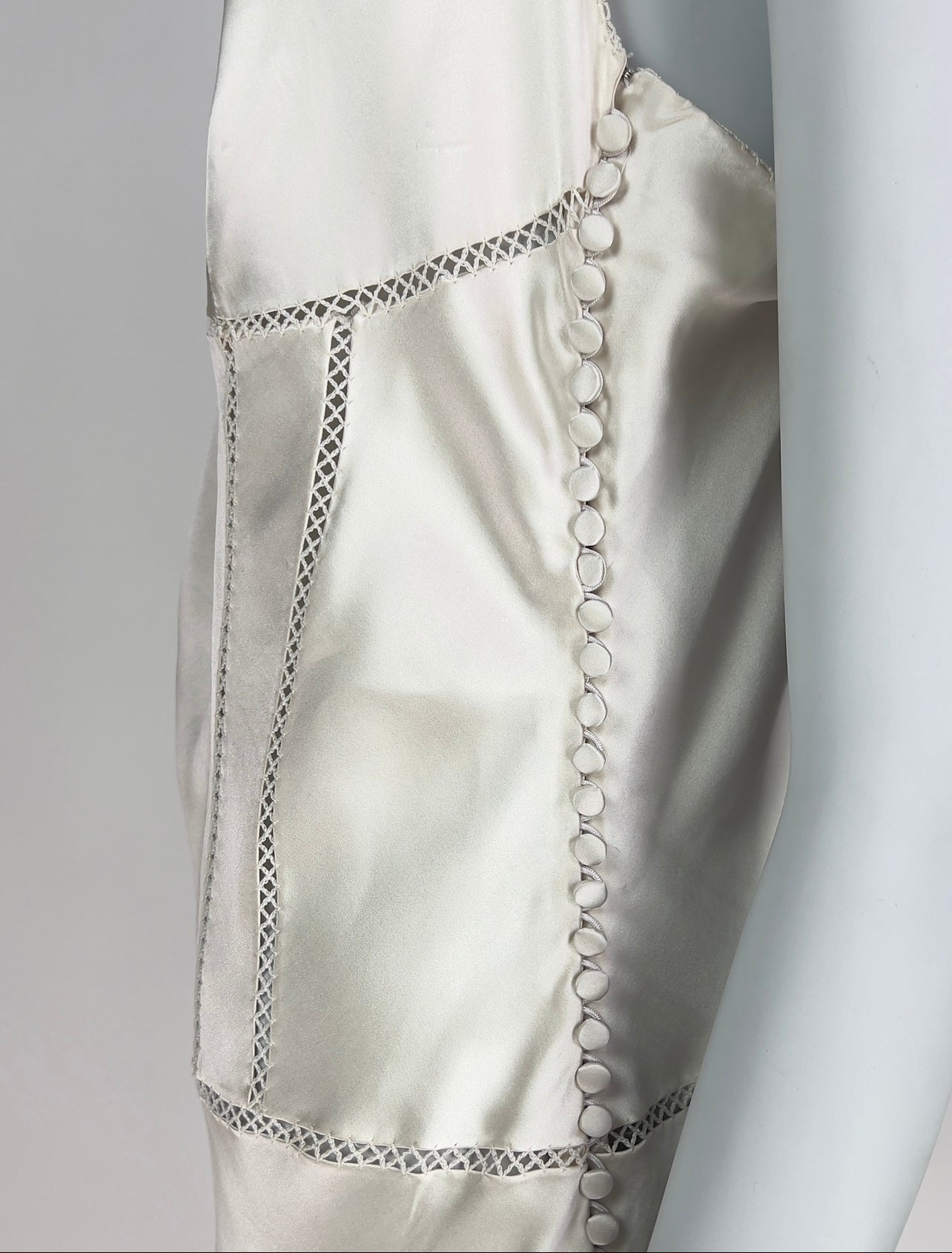 ON HOLD! Dior by John Galliano Spring 2004 Bias-Cut Off-White Silk Satin Dress