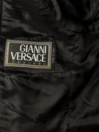 Gianni Versace Couture 1993 Classic Black Wool Skirt Suit with Medusa Button Detail