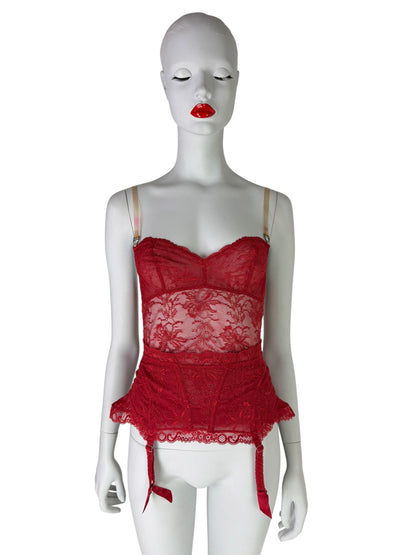 Dior by John Galliano 2003 Red Lace Top & Garter Belt
