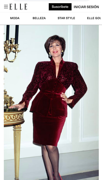 Thierry Mugler Fall 1995 Wine Red Devoré Velvet Lace Skirt Suit