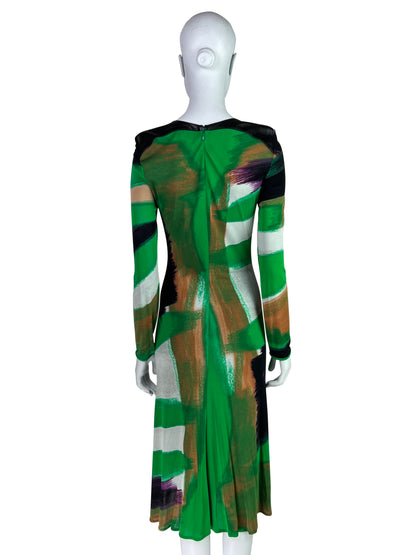 Versace Fall 2001 Jersey Brush Stroke Printed Dress