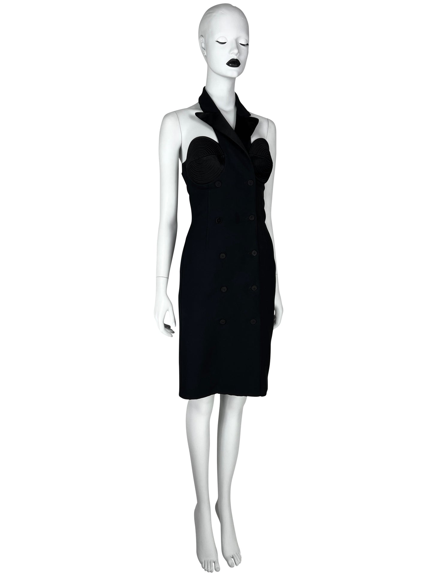 Jean-Paul Gaultier Resort 2011 Halterneck Tuxedo Dress with Iconic Conical Bust Construction