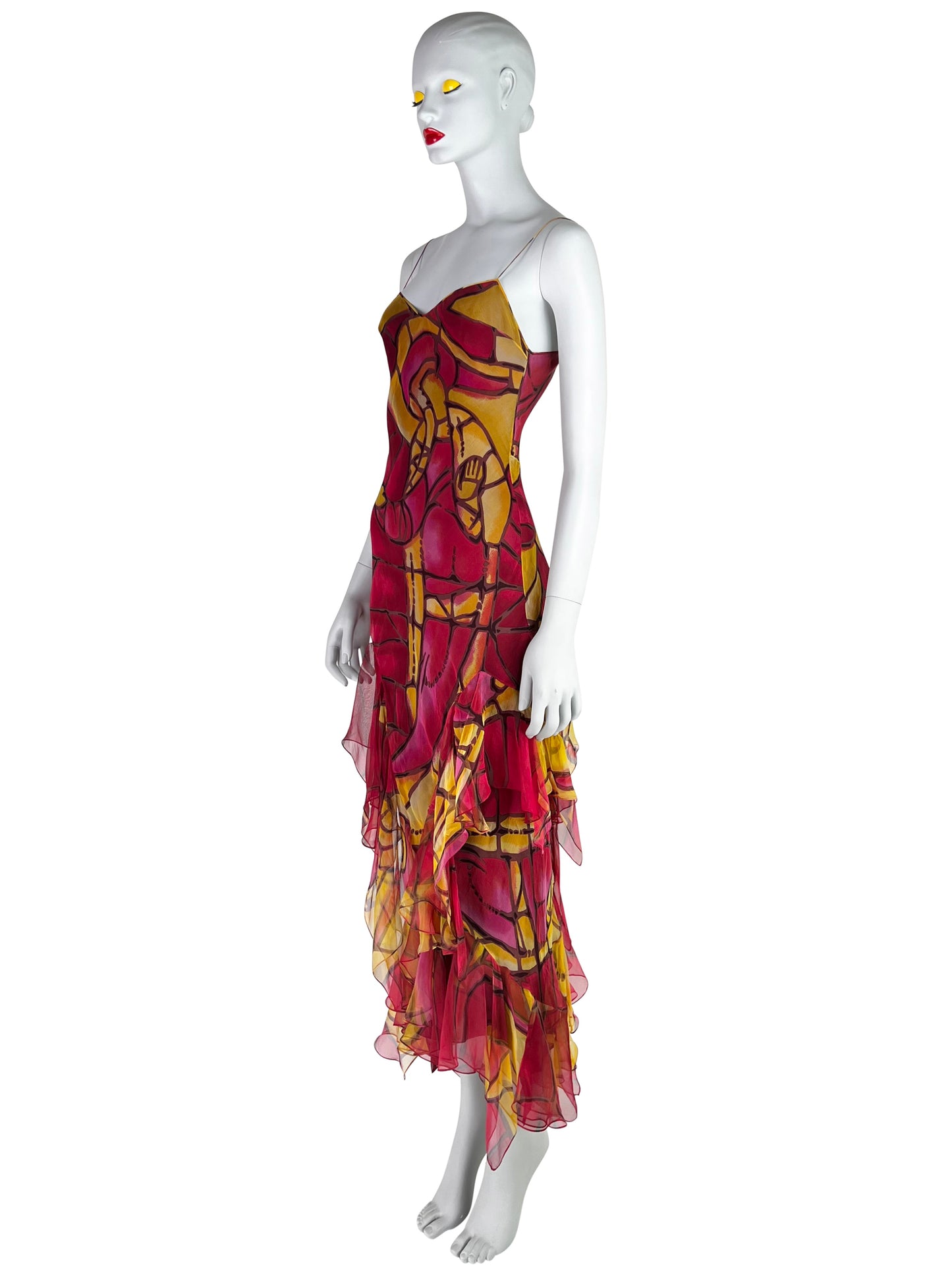 Dior by John Galliano Fall 2000 Stained Glass Bias-Cut Silk Dress