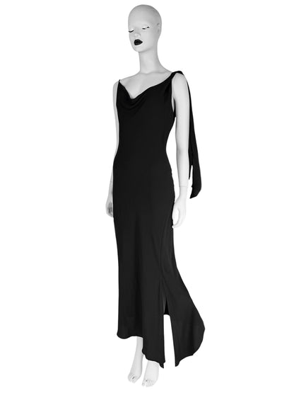 John Galliano Spring 1998 Bias-Cut Draped Black Dress
