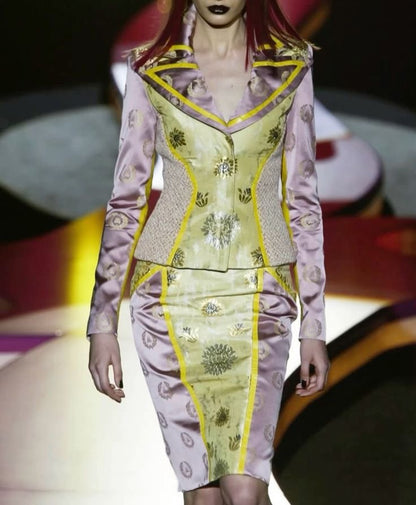 Versace Fall 2002 By Donatella Versace Patchwork Jacquard Skirt Suit