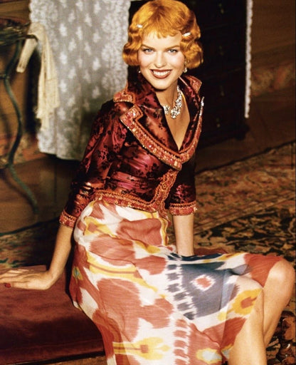 John Galliano Spring 1998 Gradient Jacquard Tulip-Hem Blazer