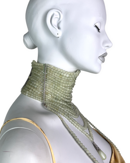Dior by John Galliano Spring 1998 Jade Pearl Maasai Choker Necklace