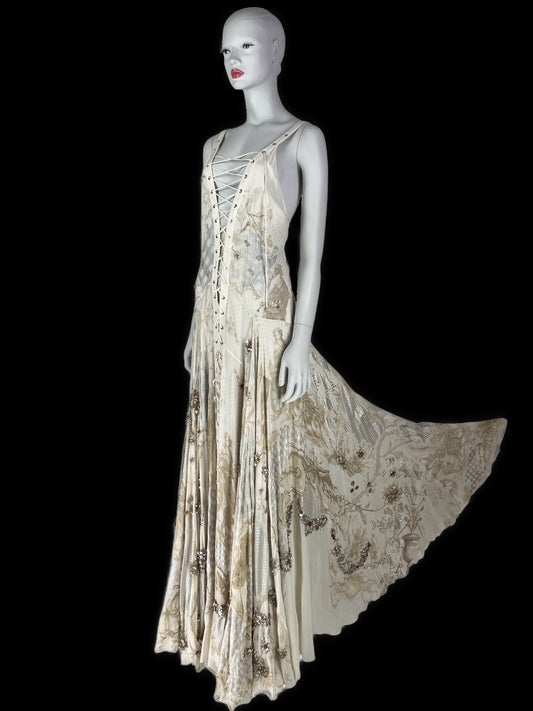 Archival Roberto Cavalli Resort 2015 Embellished Silk Boho Gown