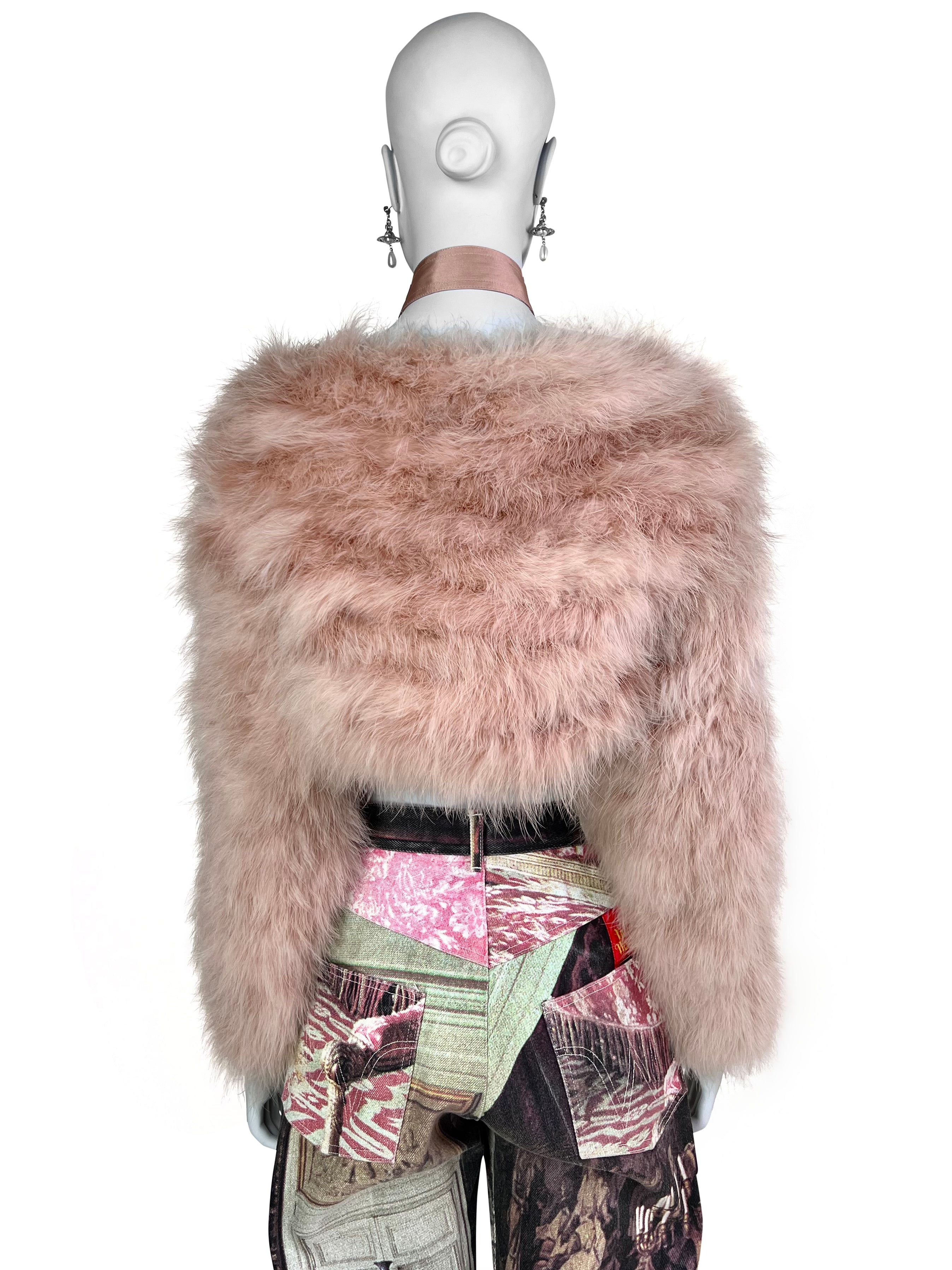 Gucci Spring 2004 Blush Pink Marabout Feather Bolero Jacket