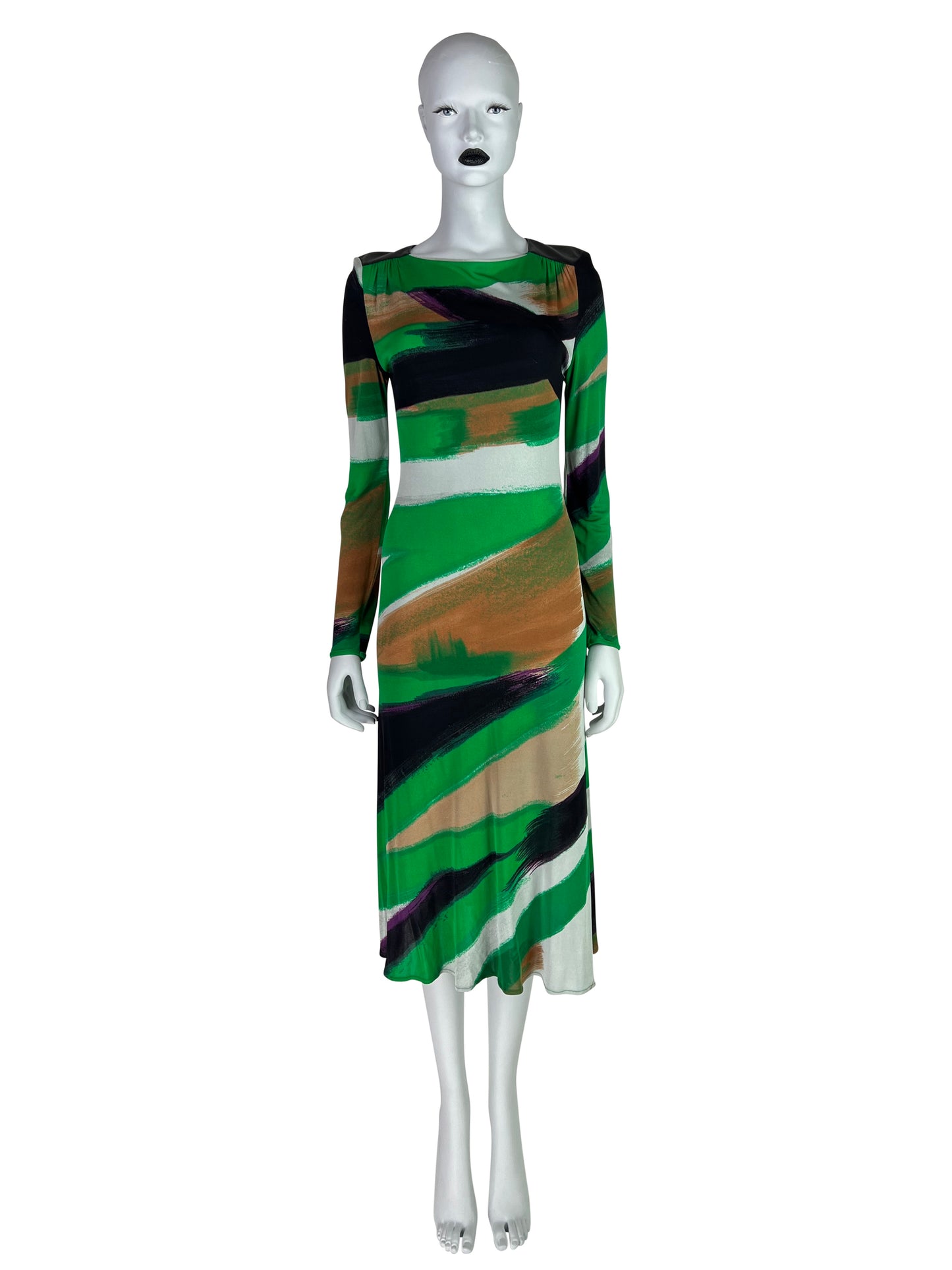 Versace Fall 2001 Jersey Brush Stroke Printed Dress