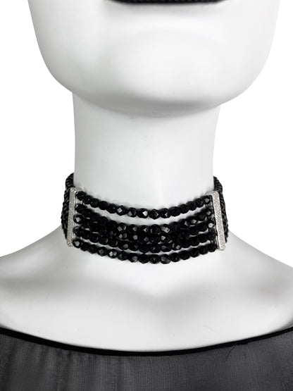 Dior by John Galliano c. 1999 Multistrand Black Choker with Pavé Hardware