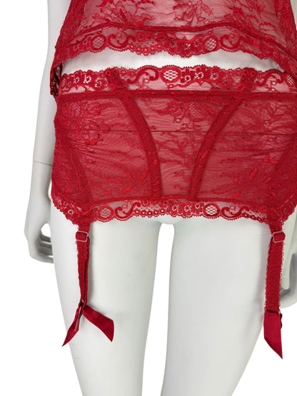 Dior by John Galliano 2003 Red Lace Top & Garter Belt