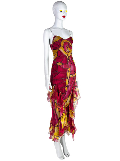 Dior by John Galliano Fall 2000 Stained Glass Bias-Cut Silk Dress