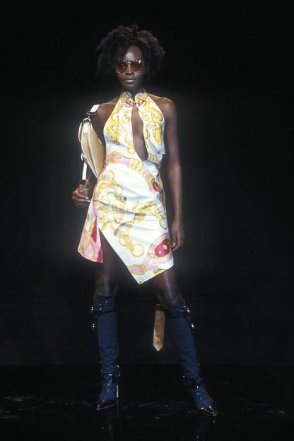 Dior by John Galliano Spring 2000 Runway Silk Equestrian Scarf Dress