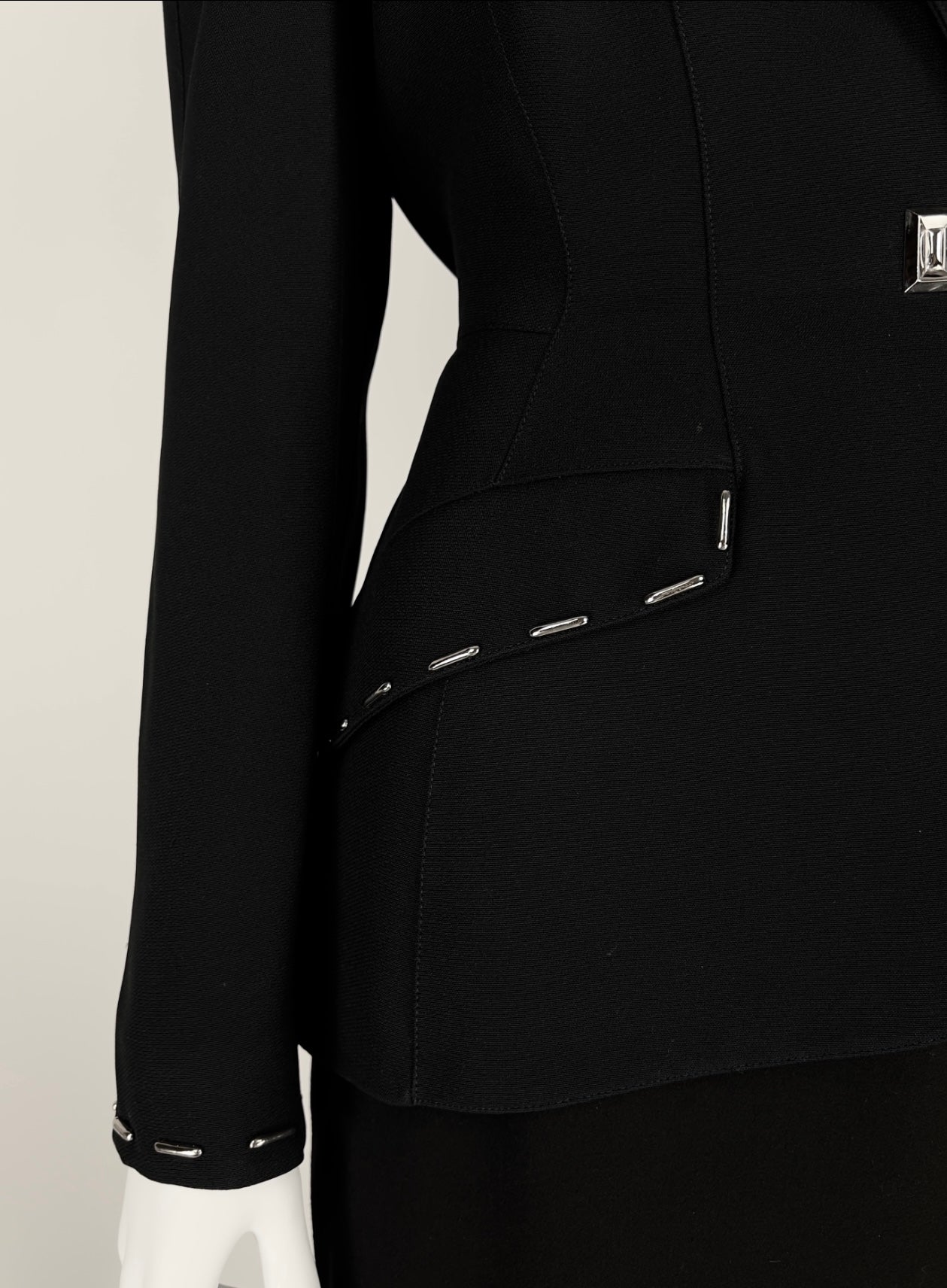 Thierry Mugler Fall 1996 Runway Blazer with Signature Metal Stitching Detail