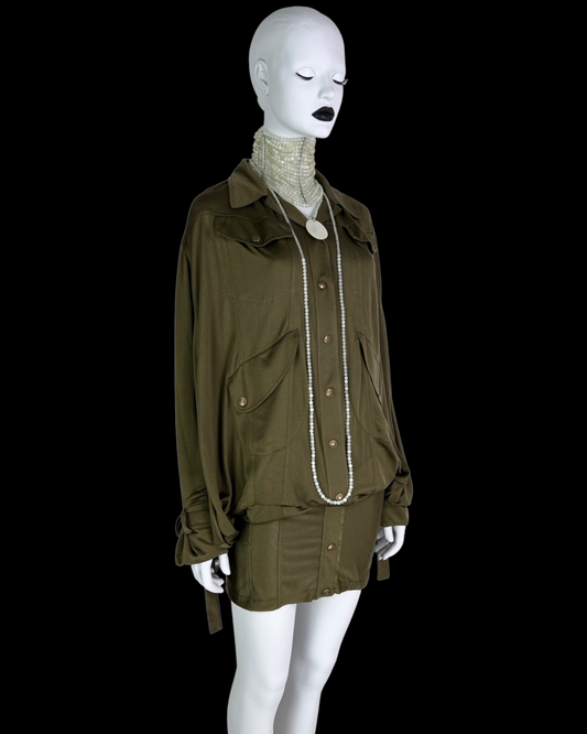 Dior Spring 2003 Silk Khaki Dress