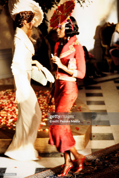 John Galliano Spring 1998 Wine Red Sweetheart Midi Dress