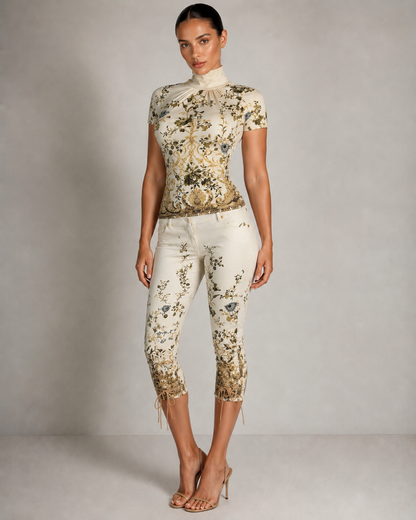 Roberto Cavalli Spring 2006 Floral Shimmer Capri Set