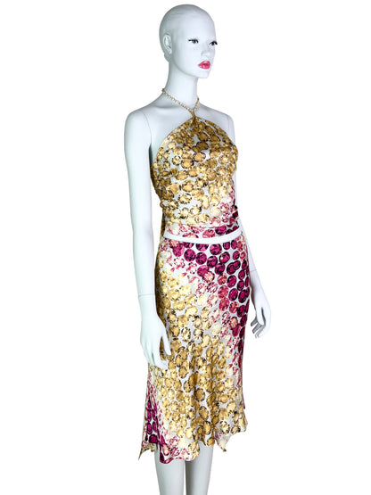 Roberto Cavalli Spring 2000 Gemstone Print Silk Set