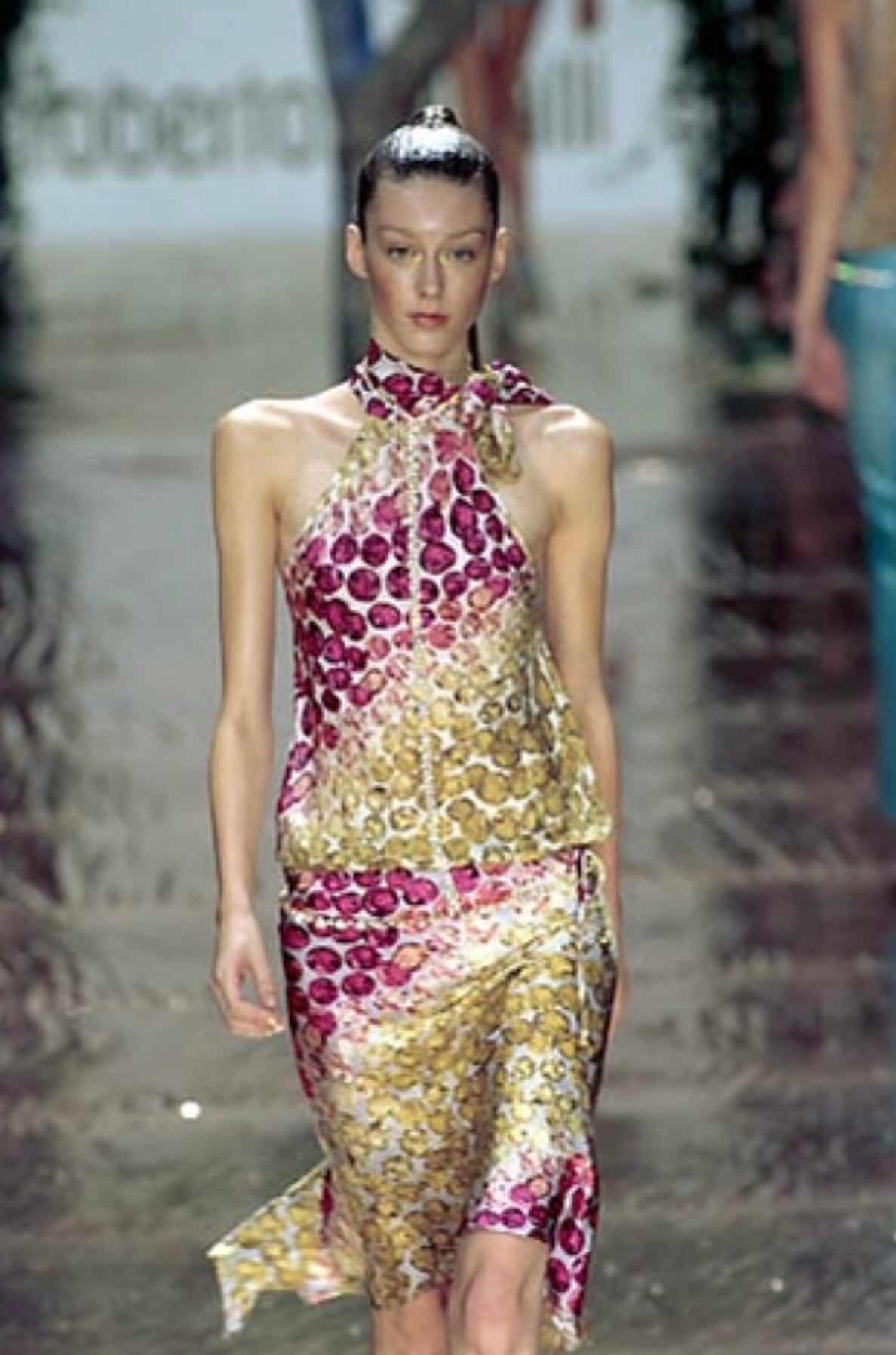 Roberto Cavalli Spring 2000 Gemstone Print Silk Set
