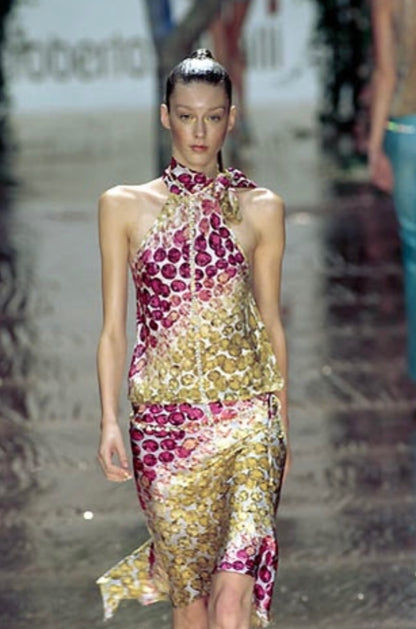Roberto Cavalli Spring 2000 Gemstone Print Silk Set