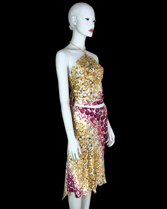 Roberto Cavalli Spring 2000 Gemstone Print Silk Set