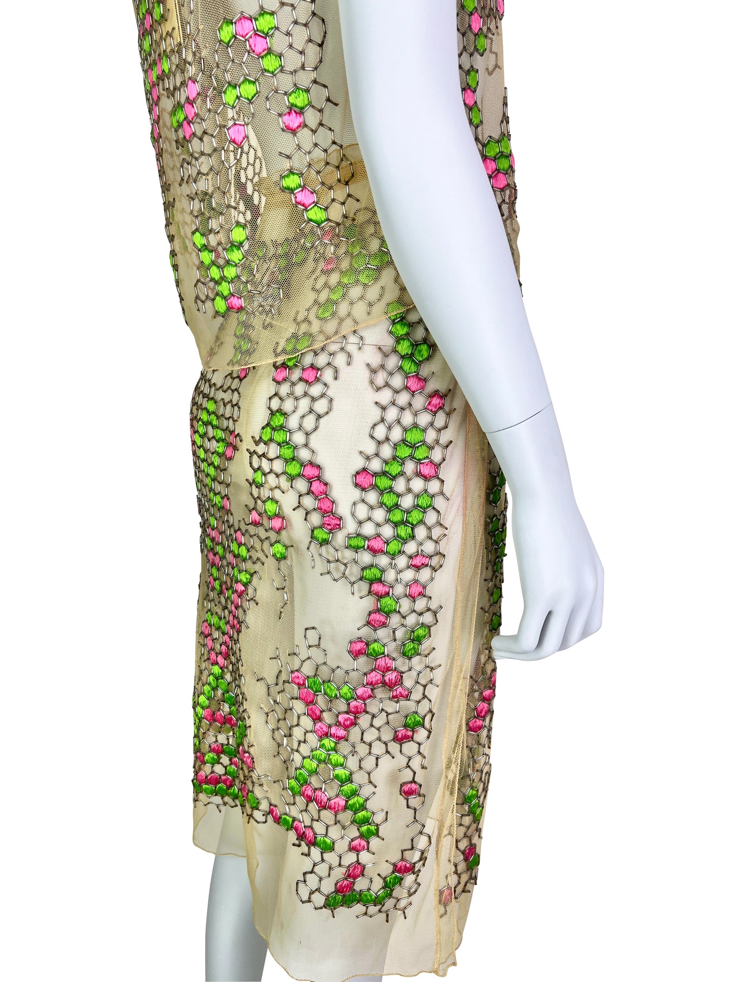 Fendi Spring 2000 Embroidered Mesh Ensemble