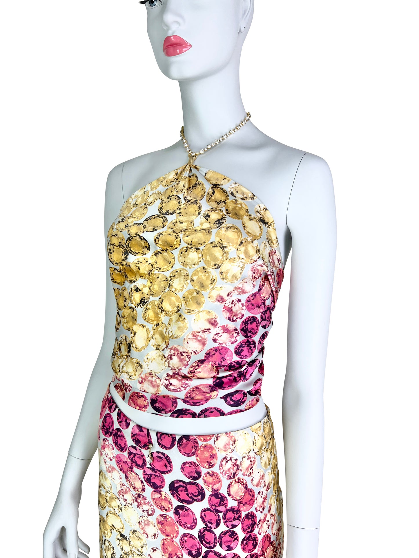 Roberto Cavalli Spring 2000 Gemstone Print Silk Set