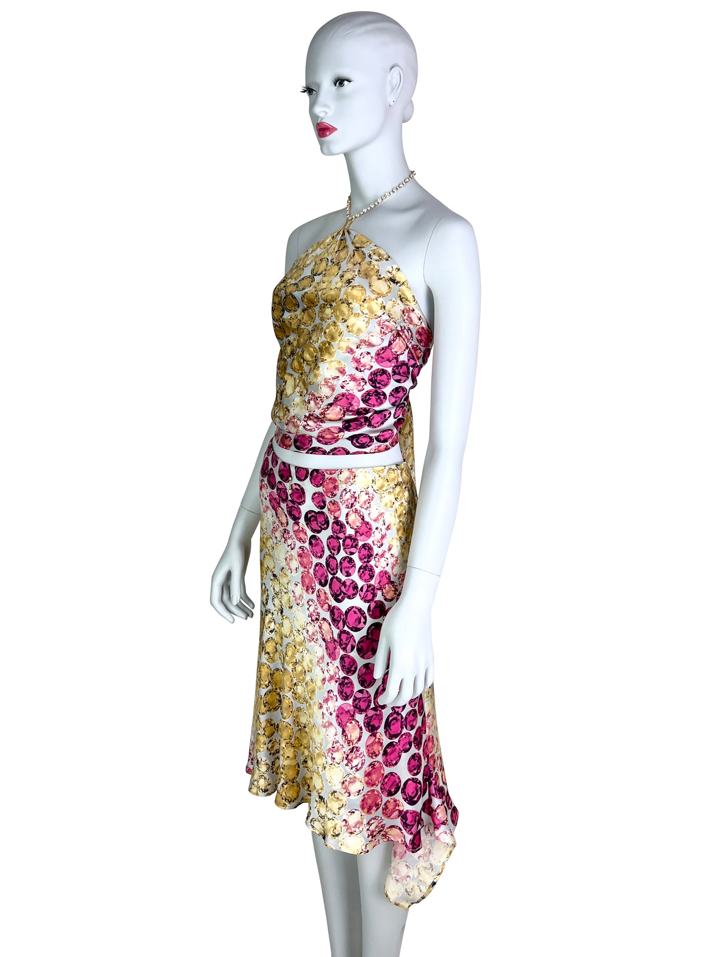 Roberto Cavalli Spring 2000 Gemstone Print Silk Set