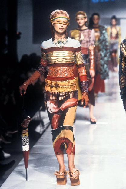 Jean-Paul Gaultier Spring 1996 Flamingo Print Mesh Set