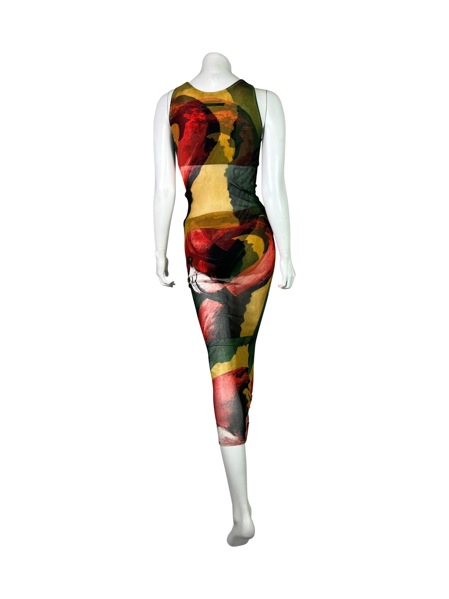 Jean-Paul Gaultier Spring 1996 Flamingo Print Mesh Set