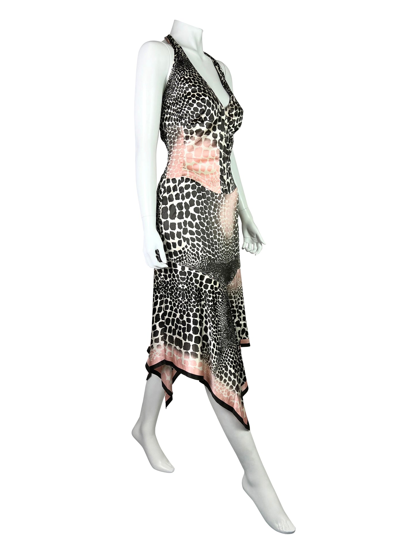Roberto Cavalli Spring 2004 Corset Halter Neck Silk Dress