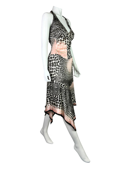 Roberto Cavalli Spring 2004 Corset Halter Neck Silk Dress